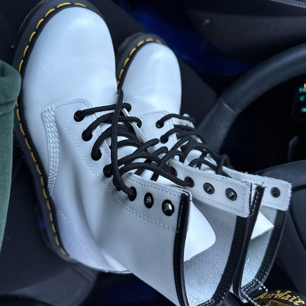 White Boots with Black Laces